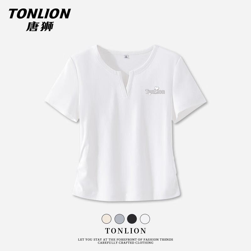 

TonLion Women s Slim Fit V-Neck Short Sleeve T-Shirt L