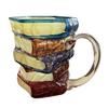 Picture Book Coffee Cup 3D Book Stacking Novel Inspired Mug 420ml Hand-Drawn Artistic Literary Mug for Book Lovers Teachers Librarians