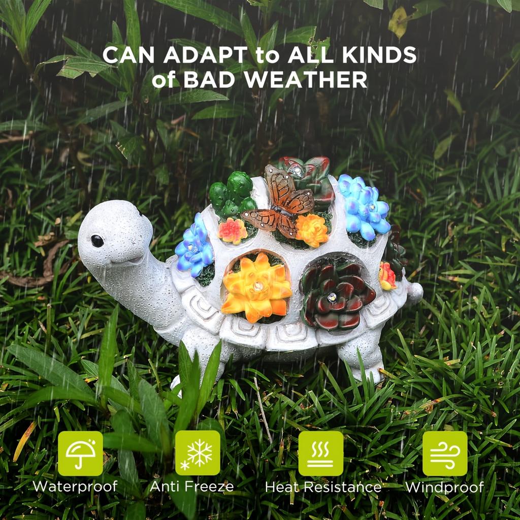 Solar Garden Turtle Statues Decor, Turtle Gifts For Moms, Solar Turtle With Butterfly Outdoor Decorations Solar Lights, Patio Lawn, Yard