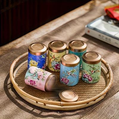 6 Pcs Tea Jars with Gift Box Household Storage Containers, Sealed Jars Decorative Jugs Kitchen Organizer Vessels Holiday Gifts