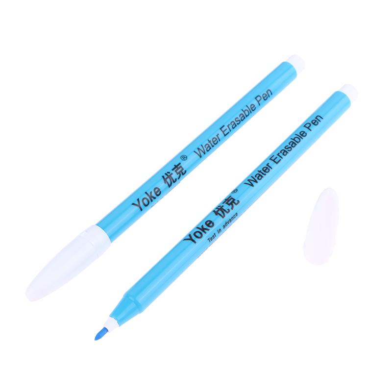 2Pcs Blue Water Erasable Fabric Marking Pen Washable Fabric Pen Disappears In Water Bright Colors Fiber Pen Tips For Quilting