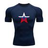 Men's Compression Sport T-Shirt, Russian Flag Star Print Qui