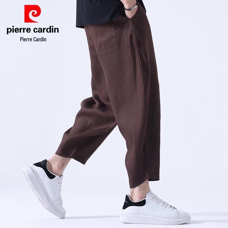 Pierre Cardin Men's 100% Linen Casual Cropped Pants