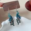 2pcs Peacock Blue & Green Teardrop Earrings with Sparkling Accents - Vintage-Inspired Fashion Jewelry for Teenager, Perfect for Christmas, Halloween,
