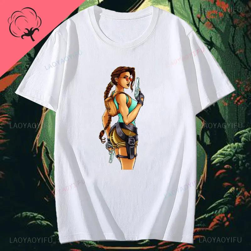 Tomb Raider Lara Croft Unisex Printed Cotton Tshirt Action Adventure Game Fan Graphic Tee Streetwear Casual Top For Gamers