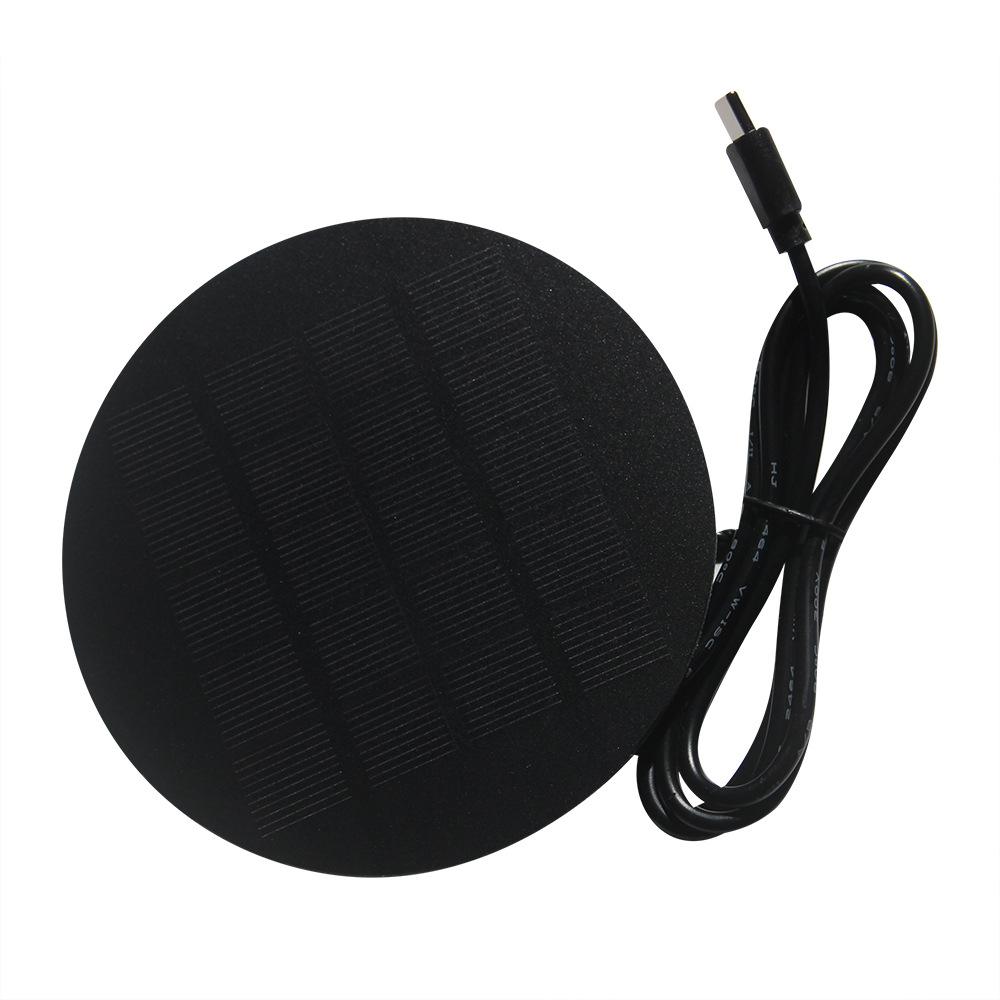 

110mm Round Solar Panel 1.2W 5V Portable Solar Charger with Type-C Output for Phone/Light/Fan