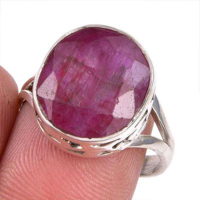 Red Ruby(Simulated) Gemstone Handmade 925 Sterling Silver Jewelry Ring S.8 U7N13