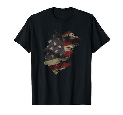 American Flag T-shirt Featuring a Silhouette of President Donald Trump.