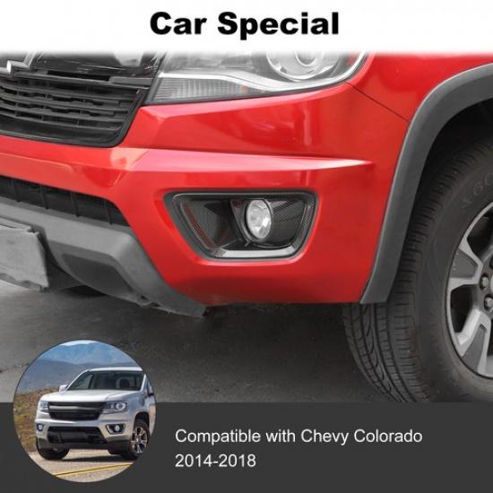 2x Carbon Fiber Front Fog Light Lamp Decor Cover Trim For Chevy Colorado 2014-18
