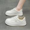 Stepping on shit little white shoes women's 2025 new popular versatile flat-bottomed imitation leather casual sports soft-soled student board shoes