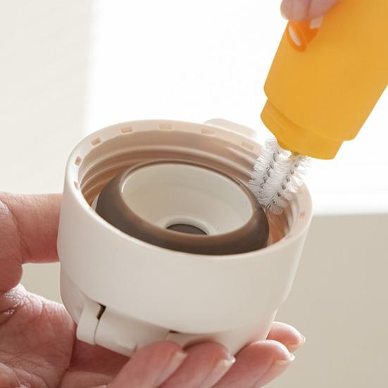 Set di spazzole per la pulizia con manico esteso antiscivolo a forma di orso, spazzola in silicone per bottiglie, pulitore per tettarelle e cannucce, strumento per l'alimentazione del bambino