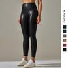 Stretch PU Lederhose Damen Farbe Hohe Taille Enge Hüften Tragen Yoga Leggings