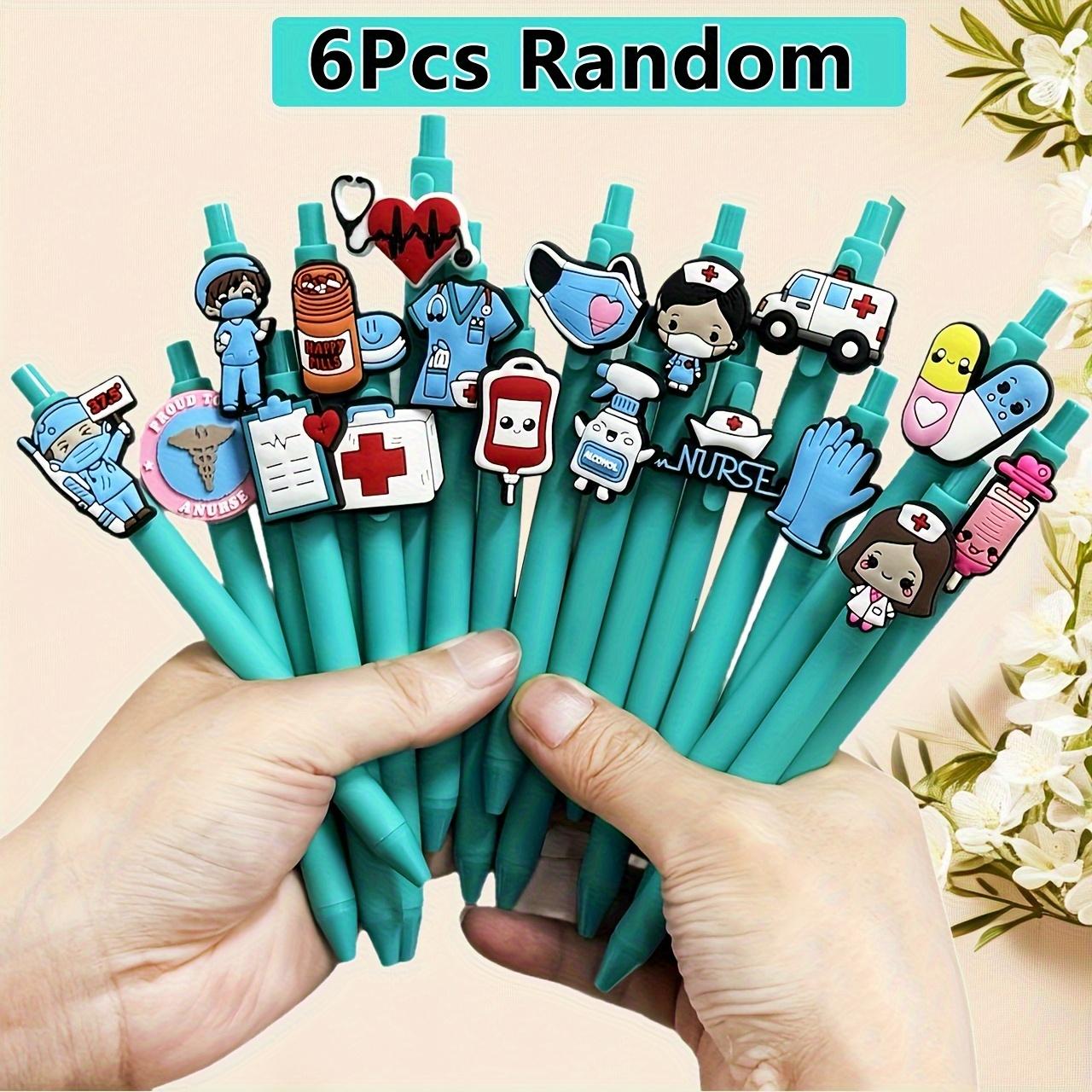 

[Gel Pens for Nurses and Doctors] 6/12/18-pack with black 0.5mm refills, gel pens for medical professionals | Medical record pens, nursing day 6pcs синий