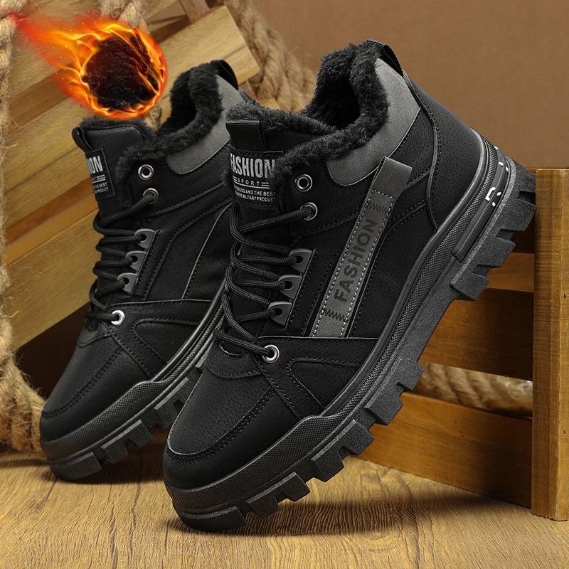Winter Sneakers Men's New Warm Cotton Boots with Thick Soles Versatile Snow Anti Slip Outdoor Leisure Hiking Cotton Shoes Botas