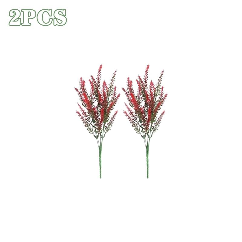 2-16PCS 5 Prong Lavender Artificial Flowers UV Resistant Fake Plant for Outdoor Garden Decor Faux Plastic Flower Home Decoration