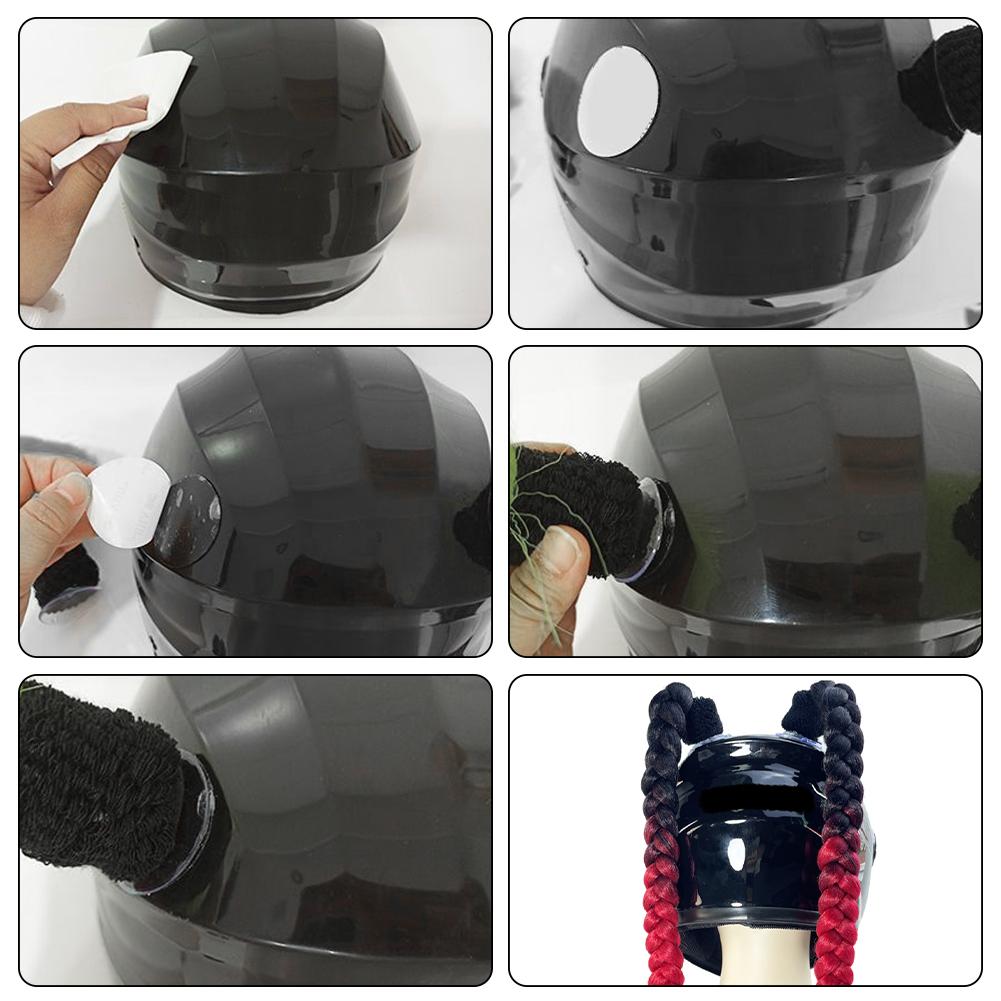 2 pezzi Casco da Moto Decorazione a Doppia Treccia a Coda di Maiale Coda di Cavallo Intrecciata