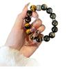 Black Myth Wukong Obsidian Perlenarmband: Viel Glück Sechs-Silben-Mantra Silberobsidian Buddhistische Perlen für Männer und Frauen.