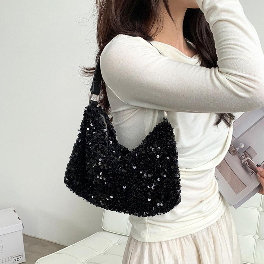 Harugio Sequin Sparkly Bag, Party Bag, Wedding Shoulder Bag, Handbag, Small Pouch, Stylish and Cute, Perfect for Everyday Use, Yukata, Dresses, and