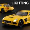 1/24 Benz SLS Amg Super Sports Car Alloy Diecast Model Metal Car Sound & Light Pull Back Collection Hobby Decorations Birthday