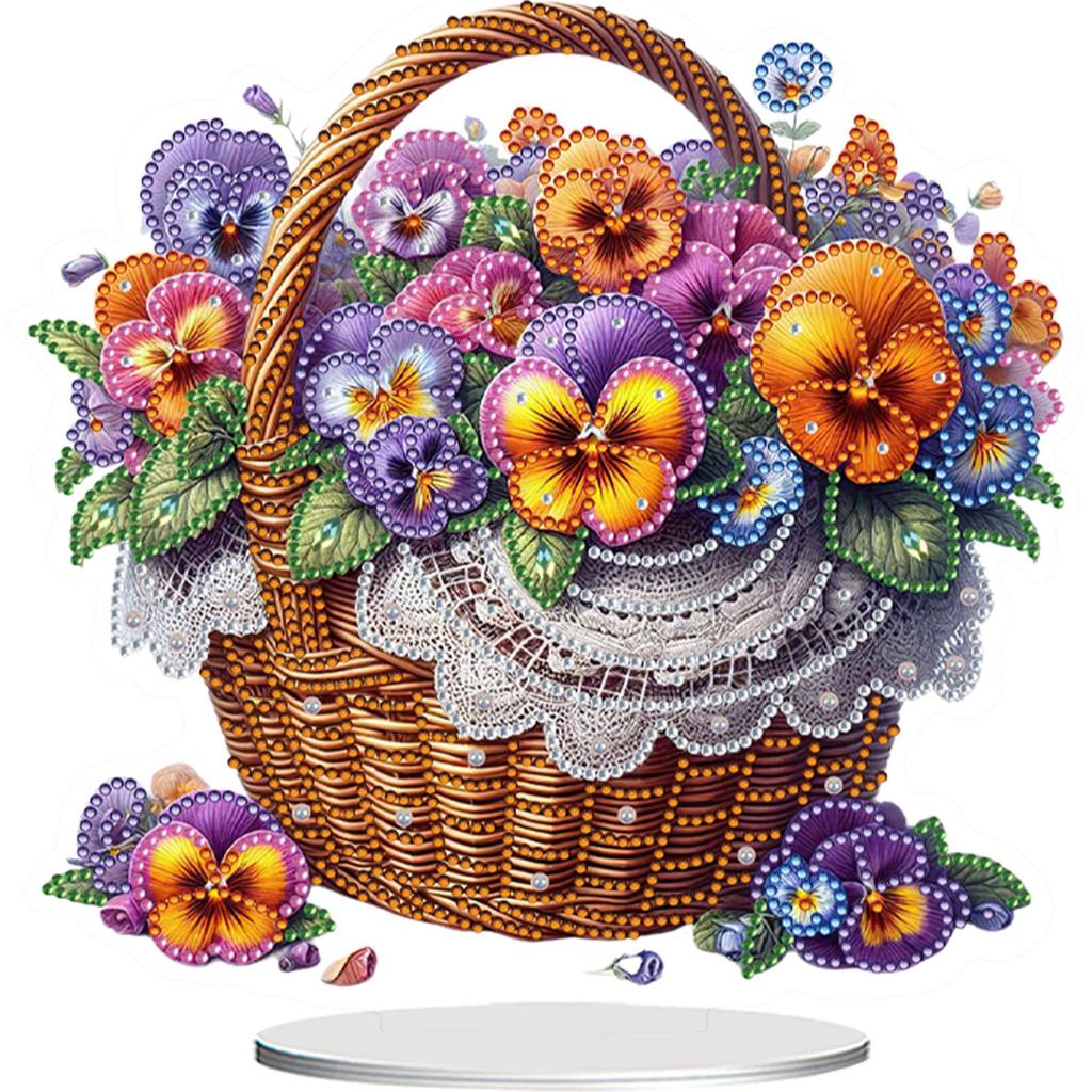 Flower Double Sided Effect Diamond Painting Tabletop Ornaments Kit Diamond Painting Desktop Ornaments Kit for Adults Beginner