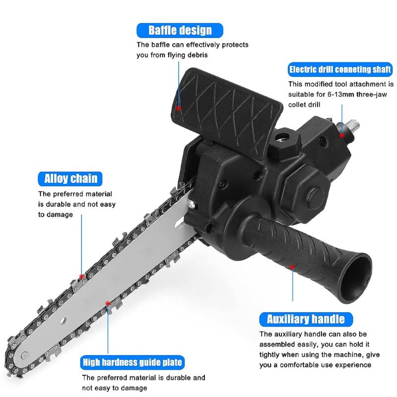 Instrumente pentru lemn Conversie mașină de găurit electric Instrument adaptor pentru ferăstrău electric cu lanț pentru acasă Mini ferăstrău portabil pentru prelucrarea lemnului Instrumente de tundere/tăiere 6 inci