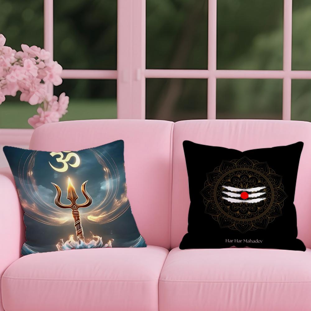 Lord Shiva Hindu God Buddha Cushion Cover Reversible Plush Pillow Cover – For car, sofa, bedroom, perfect as a gift.