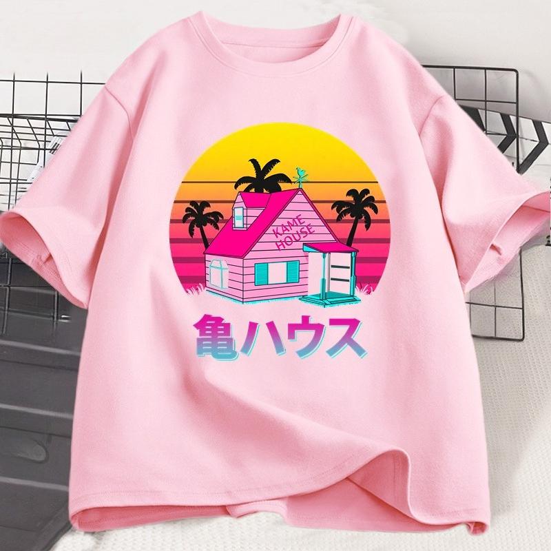 Kame House T Shirt Unisex WOMEN Cotton Master Roshi T-Shirt Japanese Style Casual Short Sleeve Tshirt Tee Shirt Unisex's Clothing Tops