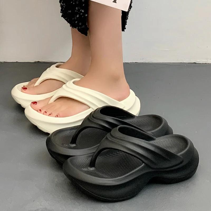 Fashion Rimocy Trend Women Wedges Platform Sandals Summer Thick Heel Clip Toe Slippers Outdoor Solid Non-Odorant Sandalias De Mujer Eva