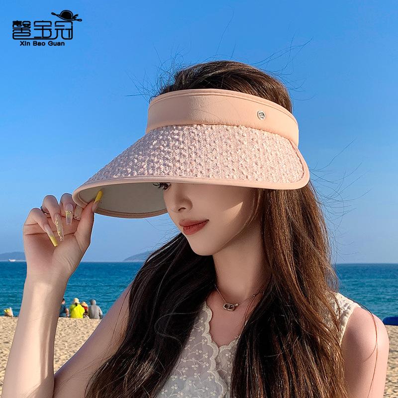 Summer headband, empty top hat, big eaves, outdoor sunscreen, sun hat, children's fashion versatile trend shows the face, small sun hat