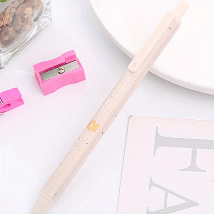 Back to school season 20pcs 0.5mm Cartoon cute Mocha Bear pattern Retractable Neutral Pen, Durable Polka dot pattern Student water Office stationery