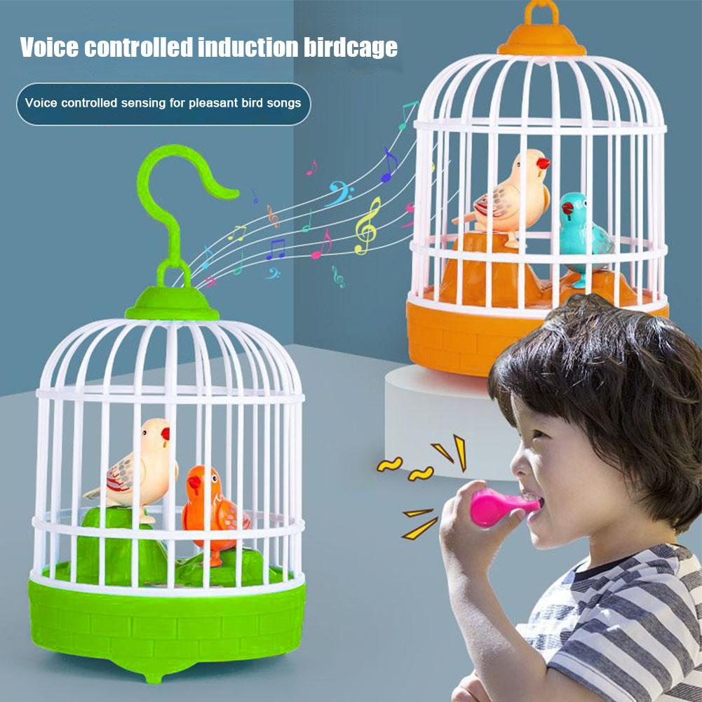 Electric Bird Pets Toys Voice Repeat Talking Controlled Bird Cage Birdcage With Light Sound Simulation Animals Children'S Toy