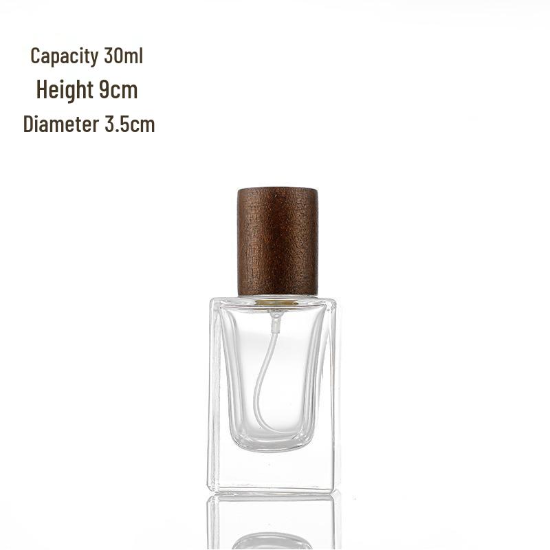 High-Grade Transparent Glass Perfume Bottle with Wooden Lid, 50ml/100ml, Fine Mist for Skincare Decanting