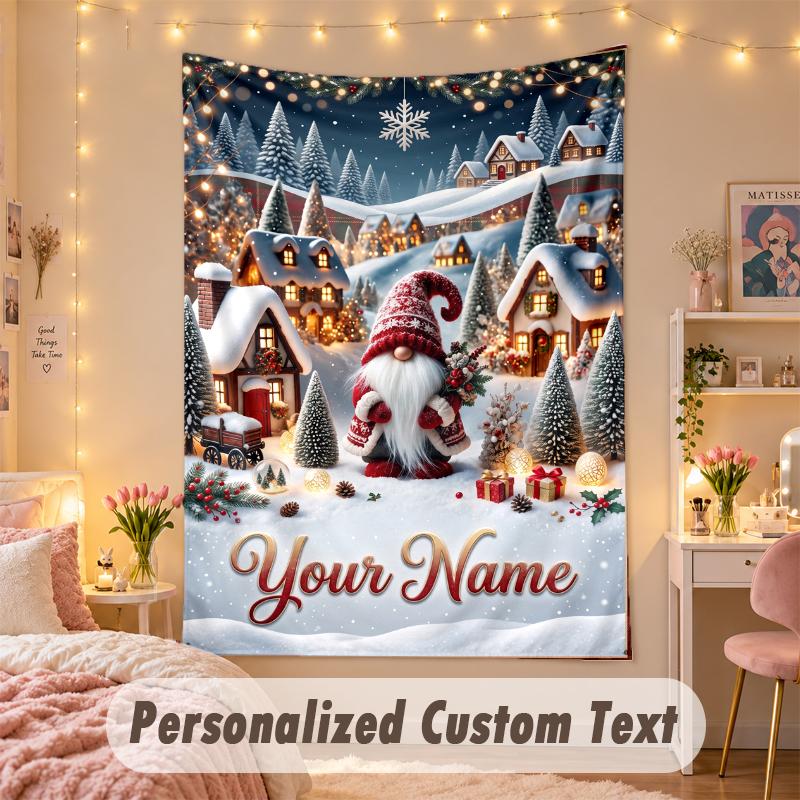 Wall Hanging TapestryChristmas Custom Name Print Art For Indoor Home Room Decoration Holiday Gift