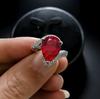 Large Carat Water Drop Pear Shape Synthetic Colored Treasure Open Ring Female Emerald Ruby Ring Jewelry