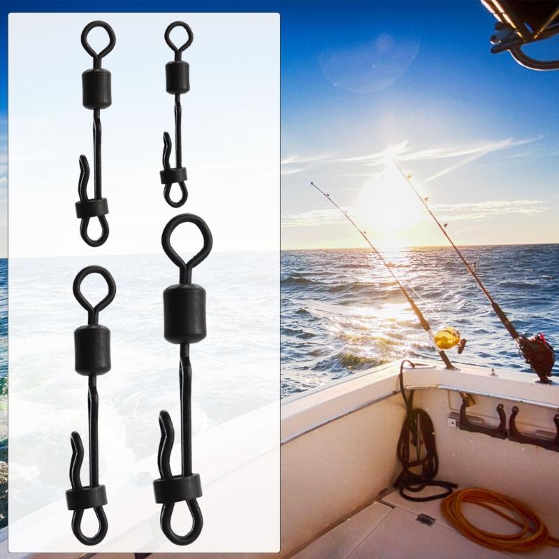 20 Pezzi Girelle a Barilotto con Moschettone a Scatto Chiusura a Conchiglia Anelli Girevoli Terminali Connettori Accessorio per Pesca alla Carpa