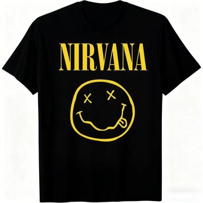 Neues Nirvana Rockband Herren-T-Shirt Hip-Hop Stil Herren und Damen Oversized Y2K Tee Lässig Locker Outdoor Street Unisex Kleidung