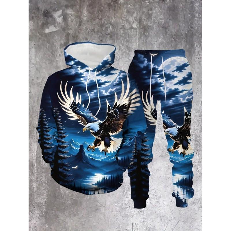 Fashion Skull 3D Print Hoodie Sweatpants Set Men