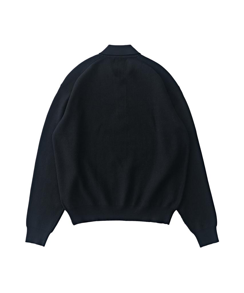 ANALOG MOOD Hachi Button-Up Collar Knit (Black)