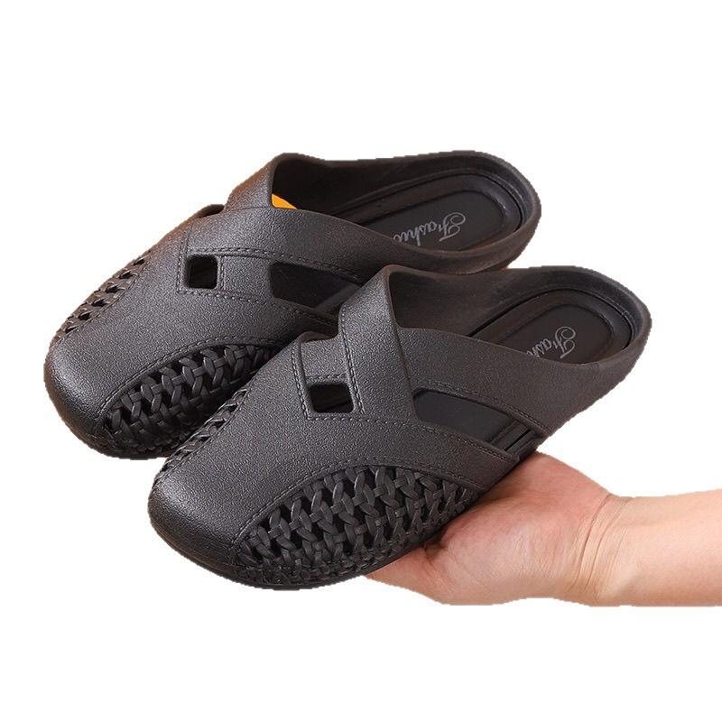 Baotou half slippers women's summer outer wear 2025 new flat-bottomed one-pedal half-support single shoes soft-soled French cool slippers