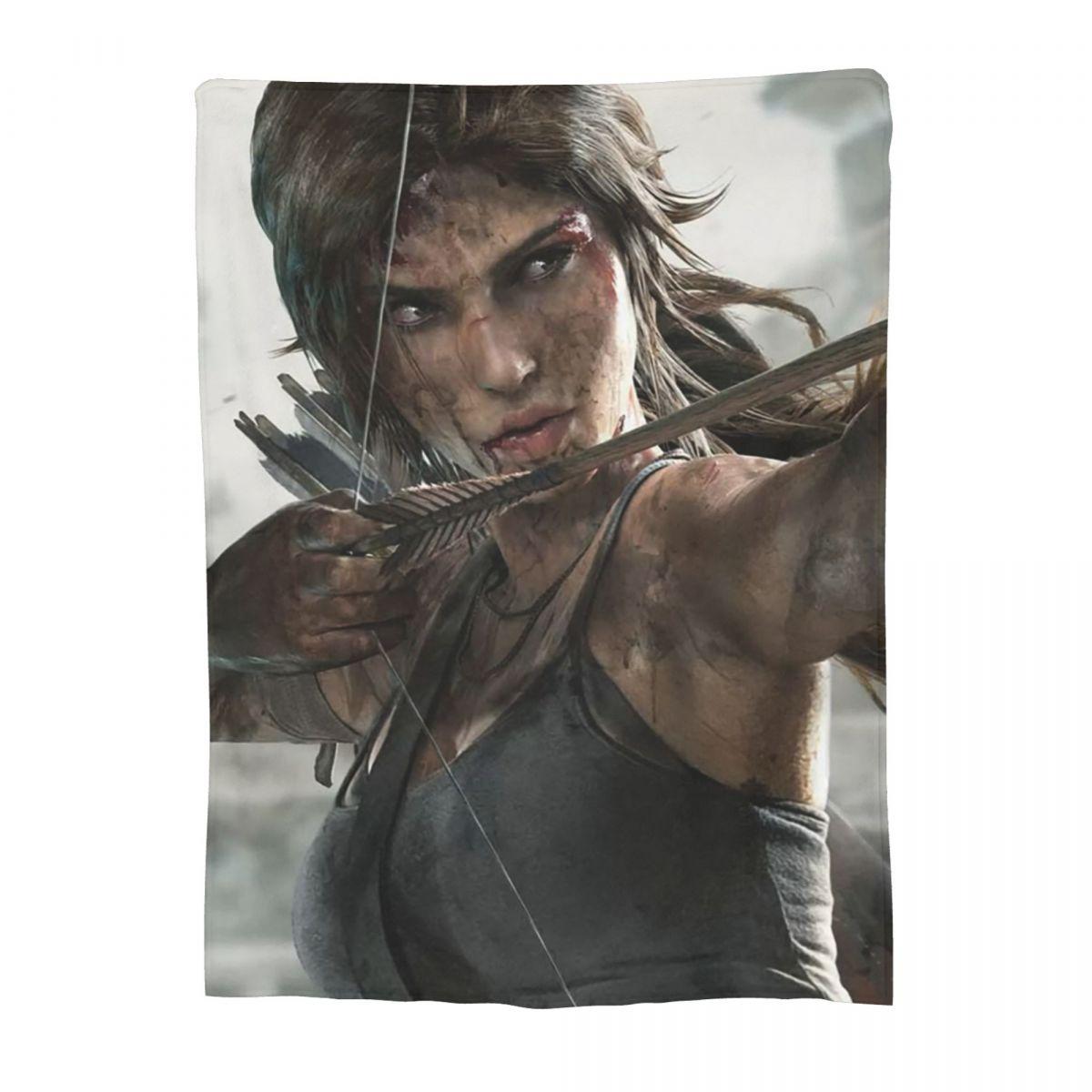 Tomb Raider Lara Croft Games Angelina Jolie Gaming Rise Reboot Croft Manor Blanket Flannel Throw Blanket Plush for Livingroom Size: 75*100cm, Weight: 230 GSM