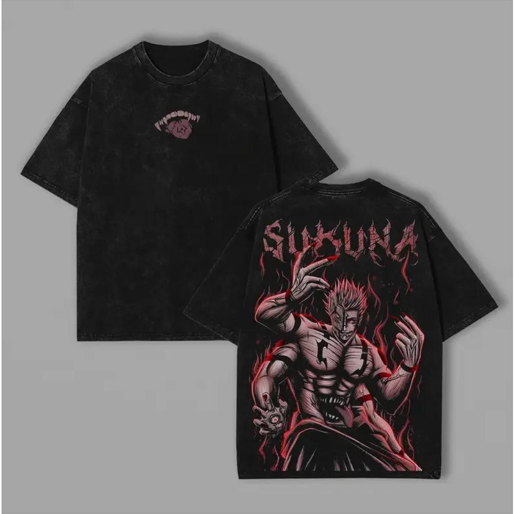 

Jujutsu Kaisen Ryomen Sukuna Clothing Men Short Sleeve Manga T-shirts Vintage Washed T Shirt Casual Cotton Tee Harajuku Tshirt S