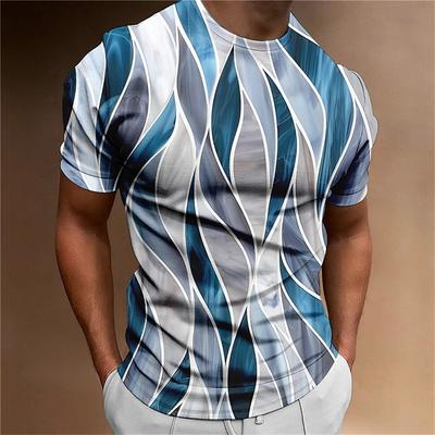 Camiseta de Verano para Hombre Estampado Geométrico Abstracto Cuello Redondo Ropa Urbana Impresión 3D Manga Corta para Exteriores Ropa de Hombre 4762
