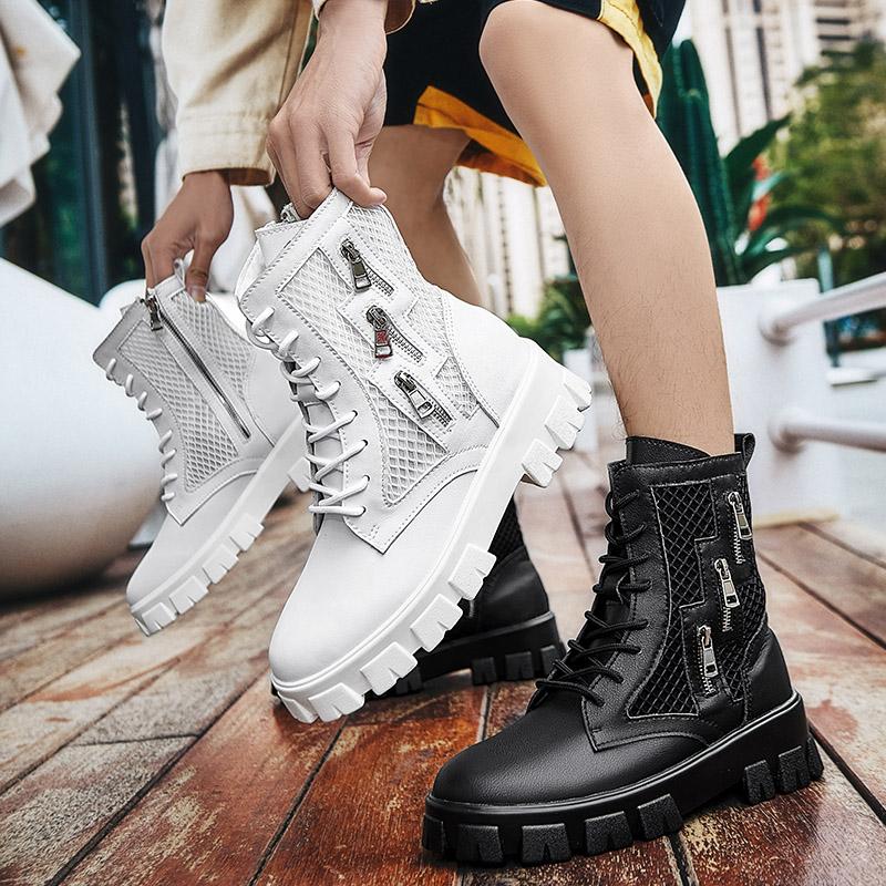 Men Boots Motorcycle Casual Shoes New Man Leather Minimalist Classic Punk Female Mary Jane Goth Shoes Platform Boots Men