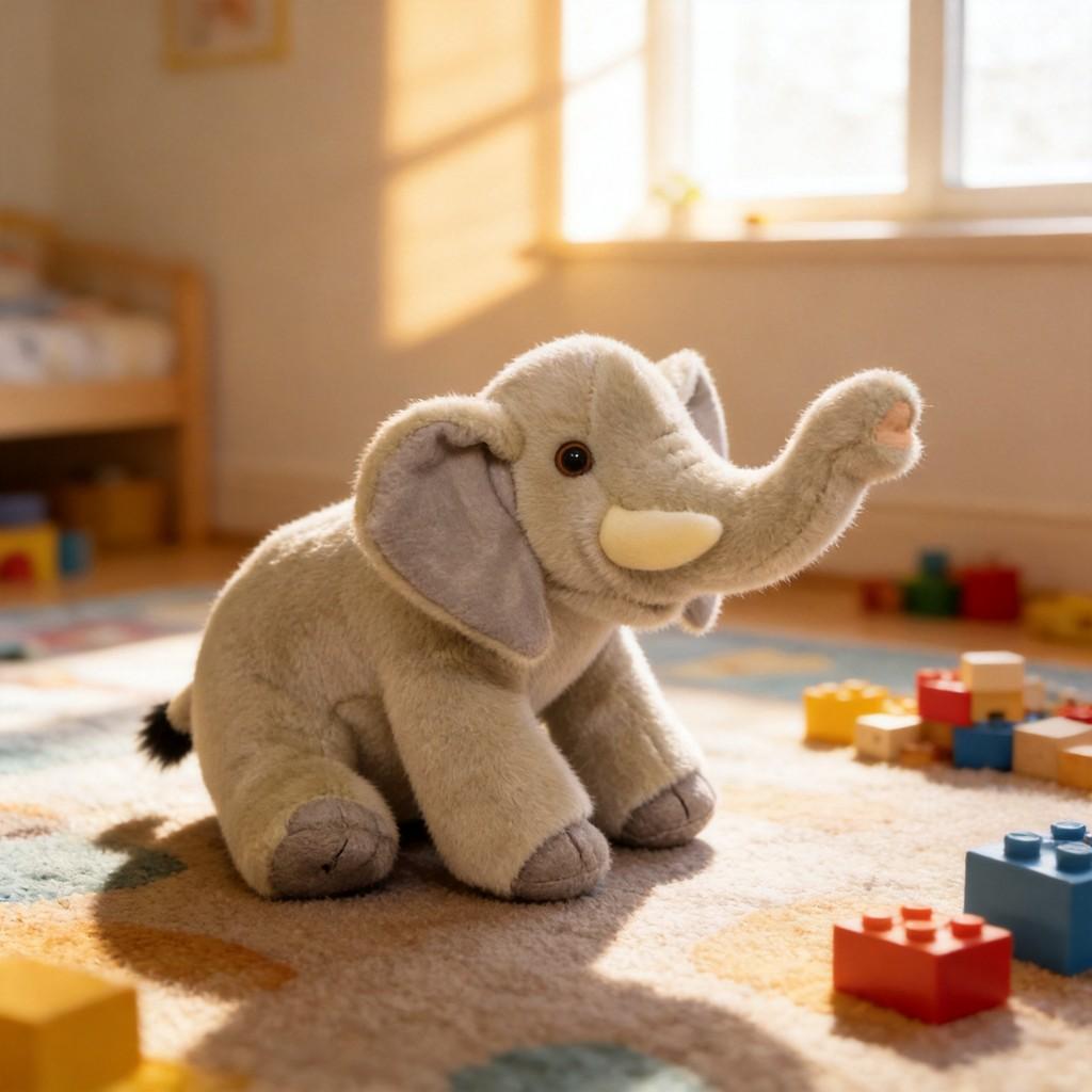 Cute Gray Elephant Plush Toy With Short Velvet Fur For Kids Birthday Gift