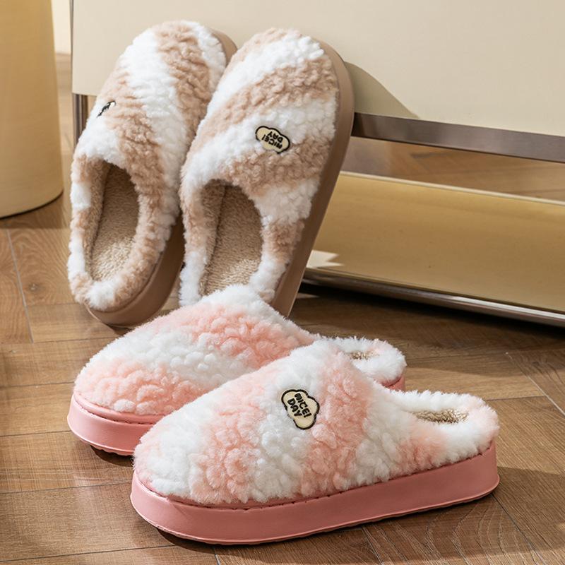 Cotton slippers autumn and winter 2025 new indoor home non-slip platform shoes plush warm plush slippers