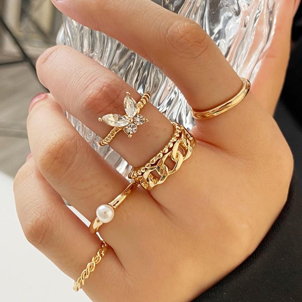 22-Piece Butterfly & Love Multi-Joint Ring Set