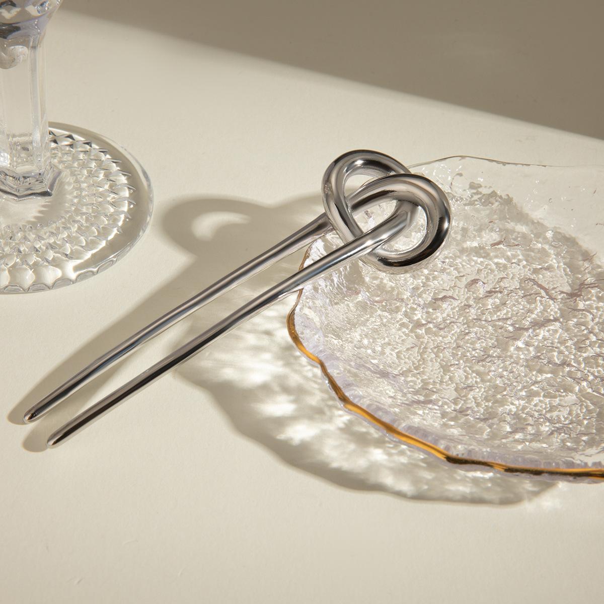 

European American Stainless Steel U-shaped Hairpin Women Hair High-end Feel Alkaline Water Knot Versatile Temperament Banquet