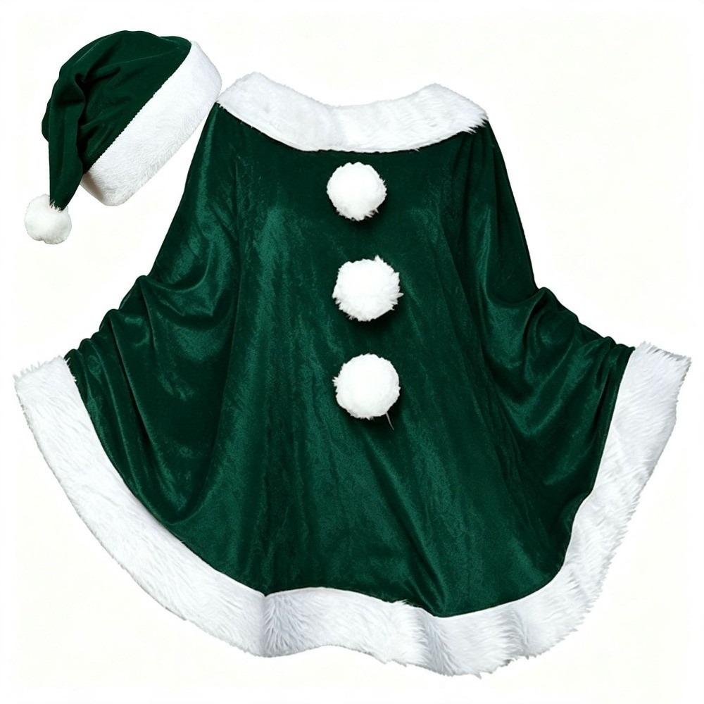 Plush Christmas Cloak and Hat Thick Santa Claus Costume Fashion Xmas Cape Christmas Party Costume