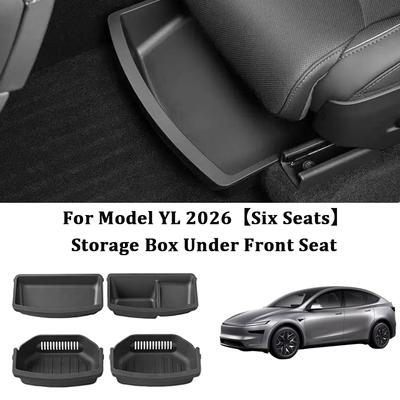 Opbevaringsboks under sædet til Tesla 2026 Model YL 6-sæders TPE Skuffe Forreste Bagerste Sæde Nederste Organizer Bakke Bilinteriør Tilbehør