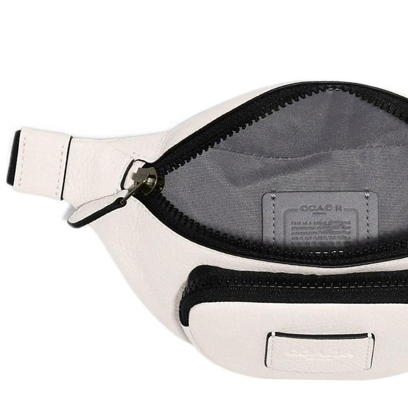 Coach Sprint 24 Solid Color Embossed Logo Zipper Crossbody Chest Waist Bag Medium Men bags Ivory-Gray CJ684-QBCHK